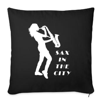 Saxophone en ville, saxophone et danse - Housse de coussin décorative 45 x 45 cm - noir - Devant
