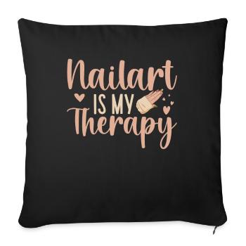 Nail art est ma technicienne ongulaire thérapeutique - Housse de coussin décorative 45 x 45 cm - noir - Devant