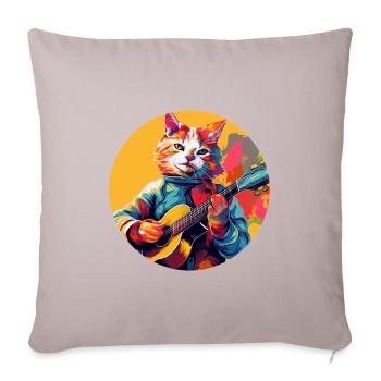 Cat joue de la guitare - Housse de coussin décorative 45 x 45 cm - taupe clair - Devant