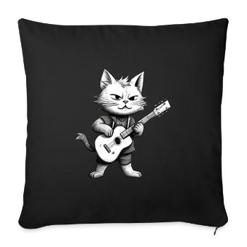 Cat joue de la guitare - Housse de coussin décorative 45 x 45 cm - noir - Devant