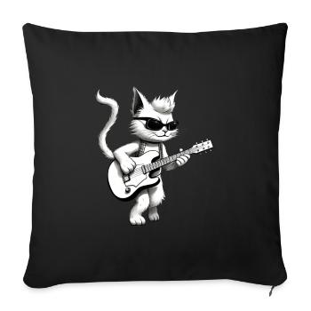 Cat joue de la guitare - Housse de coussin décorative 45 x 45 cm - noir - Devant