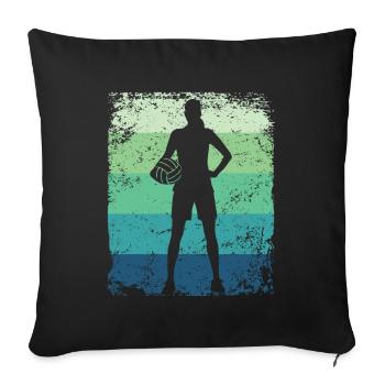 Volleyball Player Retro Beach Volleyball - Sofa pillowcase 17,3'' x 17,3'' (45 x 45 cm) - black - Front
