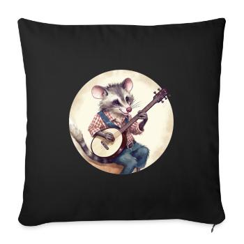L’opossum joue du banjo - Housse de coussin décorative 45 x 45 cm - noir - Devant