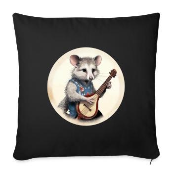 L’opossum joue du banjo - Housse de coussin décorative 45 x 45 cm - noir - Devant
