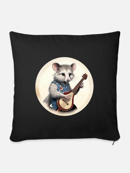 Opossum spielt Banjo - Sofakissenbezug 45 x 45 cm - Schwarz