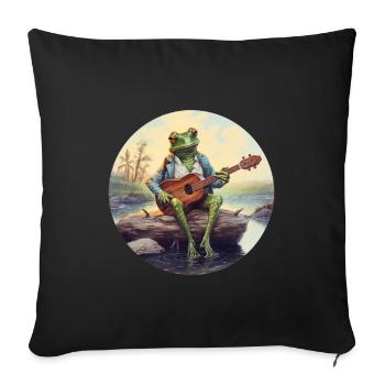 Frog joue du banjo - Housse de coussin décorative 45 x 45 cm - noir - Devant