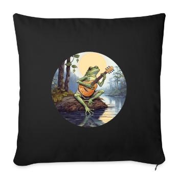 Frog joue du banjo - Housse de coussin décorative 45 x 45 cm - noir - Devant