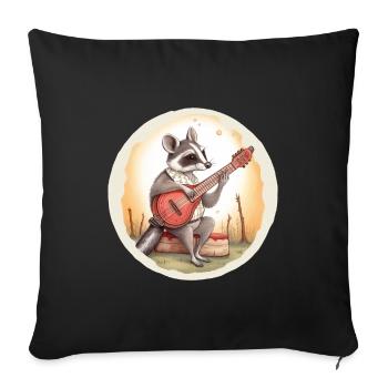 L’opossum joue du banjo - Housse de coussin décorative 45 x 45 cm - noir - Devant