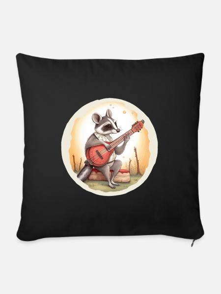 Opossum spielt Banjo - Sofakissenbezug 45 x 45 cm - Schwarz