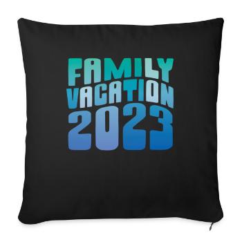 Summer family holidays 2023 - Sofa pillowcase 17,3'' x 17,3'' (45 x 45 cm) - black - Front