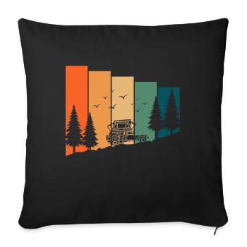 Camping and camping in a roof tent - sayings - Sofa pillowcase 17,3'' x 17,3'' (45 x 45 cm) - black - Front