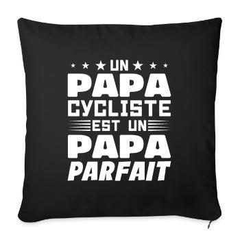 Papa Cycliste Humour Vélo Homme Humoristique - Housse de coussin décorative 45 x 45 cm - noir - Devant