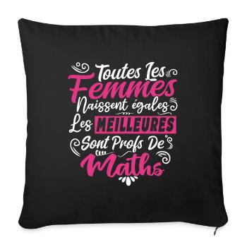 Prof Professeur Maths Métier Humour Cadeau - Housse de coussin décorative 45 x 45 cm - noir - Devant