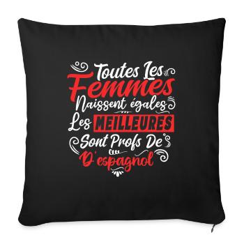 Prof Professeur Espagnol Métier Espagne - Housse de coussin décorative 45 x 45 cm - noir - Devant