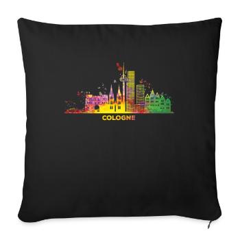 Kölner Skyline Bunt Stadtbild Köln - Sofakissenbezug 45 x 45 cm - Schwarz - Vorne