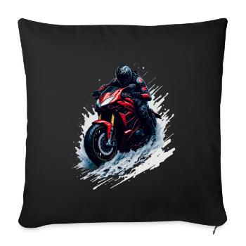 Moto sport - Housse de coussin décorative 45 x 45 cm - noir - Devant