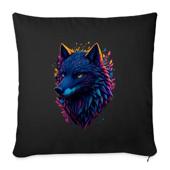 colorful abstract wolf - Sofa pillowcase 17,3'' x 17,3'' (45 x 45 cm) - black - Front