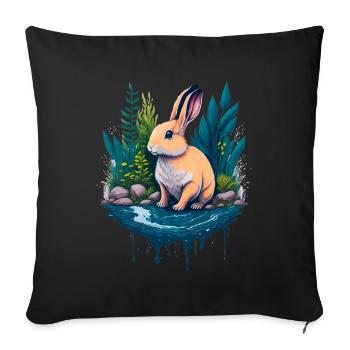 Beautiful illustration of a rabbit - Sofa pillowcase 17,3'' x 17,3'' (45 x 45 cm) - black - Front