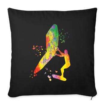 Wing Foil Wingsurfing Man Foil Wing - Housse de coussin décorative 45 x 45 cm - noir - Devant