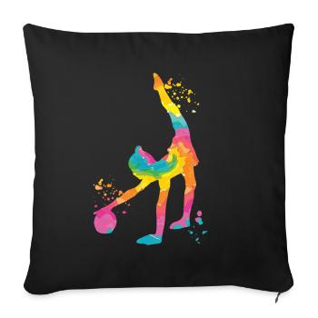 Gymnaste avec gymnastique rythmique de balle - Housse de coussin décorative 45 x 45 cm - noir - Devant