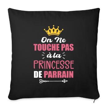 On Ne Touche Pas à la Princesse de Parrain - Housse de coussin décorative 45 x 45 cm - noir - Devant