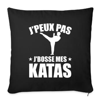 Je Peux Pas Je Bosse Mes Katas - Housse de coussin décorative 45 x 45 cm - noir - Devant