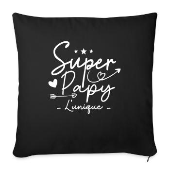 Papy Super Papy Humour Papy Cadeau - Housse de coussin décorative 45 x 45 cm - noir - Devant