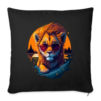 Mignon bébé lion - Housse de coussin décorative 45 x 45 cm - noir - Devant