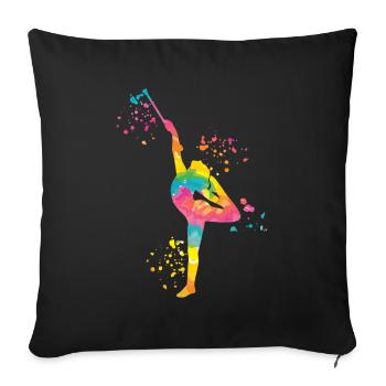 Gymnast with Baton Rhythmic gymnastics - Sofa pillowcase 17,3'' x 17,3'' (45 x 45 cm) - black - Front