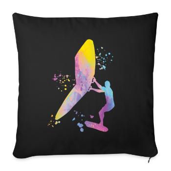 Wing Foil Wingsurfing Man Foil Wing - Housse de coussin décorative 45 x 45 cm - noir - Devant