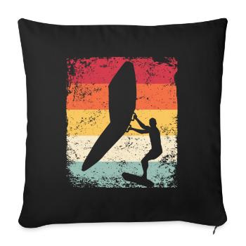 Wing Foil Wingsurfing Retro Foil Wings - Sofa pillowcase 17,3'' x 17,3'' (45 x 45 cm) - black - Front