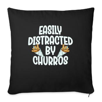 Facilement distrait par les churros - Housse de coussin décorative 45 x 45 cm - noir - Devant