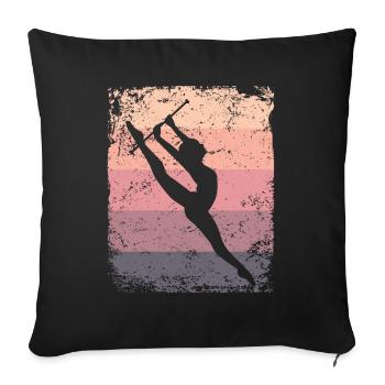 Gymnaste Baton Gymnastique Rythmique Rétro - Housse de coussin décorative 45 x 45 cm - noir - Devant