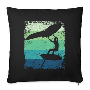 Wing Foil Wingsurfing Retro Foil Wings - Sofa pillowcase 17,3'' x 17,3'' (45 x 45 cm) - black - Front