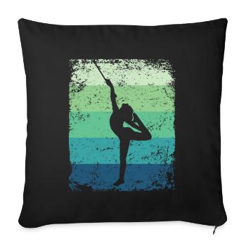 Gymnaste Baton Gymnastique Rythmique Rétro - Housse de coussin décorative 45 x 45 cm - noir - Devant