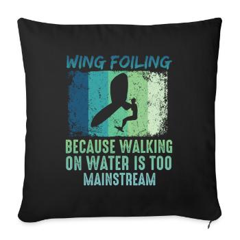 Wing Foil Wingsurfing Retro Foil Wing - Sofa pillowcase 17,3'' x 17,3'' (45 x 45 cm) - black - Front