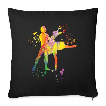 Ballet Danse Couple Femme Ballerine - Housse de coussin décorative 45 x 45 cm - noir - Devant
