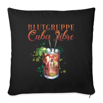 Groupe sanguin Cuba Libre Cocktail Barman - Housse de coussin décorative 45 x 45 cm - noir - Devant