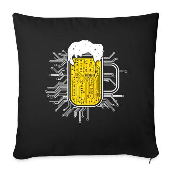 Computerchip Bier Nerd CPU Informatiker Lustig - Sofakissenbezug 45 x 45 cm - Schwarz - Vorne