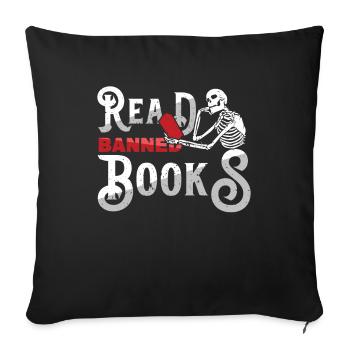 J’ai lu Interdit Book Lover Skeleton Reader Read - Housse de coussin décorative 45 x 45 cm - noir - Devant