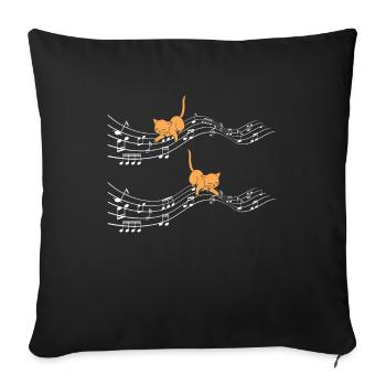 Clef Cats jouant sur des notes de musique Musicien - Housse de coussin décorative 45 x 45 cm - noir - Devant