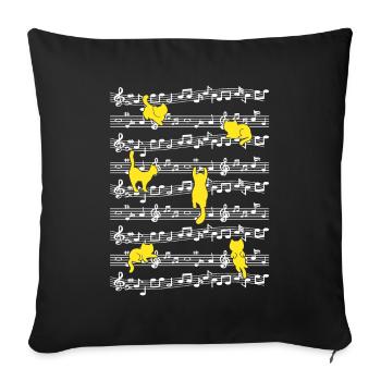 Chat jouant des notes de musique Musicien aime la musique - Housse de coussin décorative 45 x 45 cm - noir - Devant