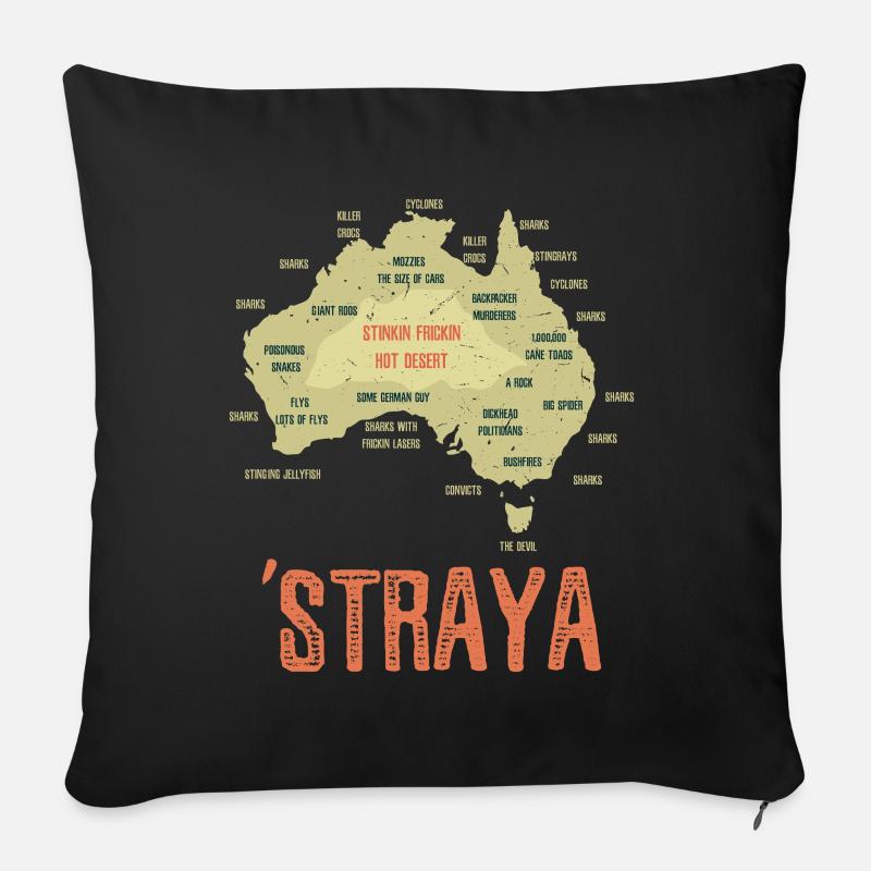 Australien Retro Australia Day Australien Karte - Sofakissenbezug 45 x 45 cm - Schwarz