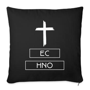 Cross Religion Raver Rave Hard Techno Dark Tekno - Housse de coussin décorative 45 x 45 cm - noir - Devant