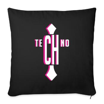 Raver Rave Hard Techno Dark Tekno Religion - Sofa pillowcase 17,3'' x 17,3'' (45 x 45 cm) - black - Front