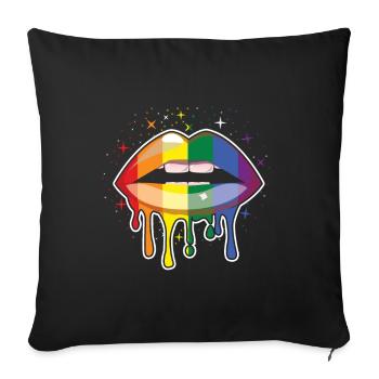 Pride Lips Gay LGBTQ Regenbogen LGBT Pride Monat - Sofakissenbezug 45 x 45 cm - Schwarz - Vorne