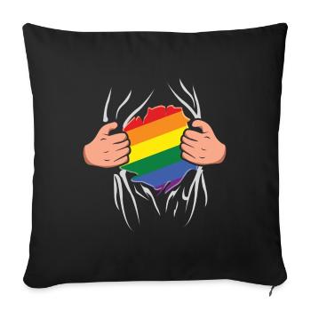 Super Gay LGBTQ Rainbow LGBT Pride Month - Sofa pillowcase 17,3'' x 17,3'' (45 x 45 cm) - black - Front