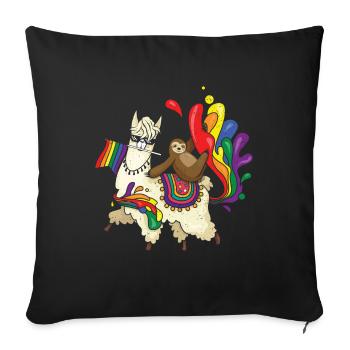 Llama Equality Gay LGBTQ Rainbow LGBT Pride Month - Sofa pillowcase 17,3'' x 17,3'' (45 x 45 cm) - black - Front