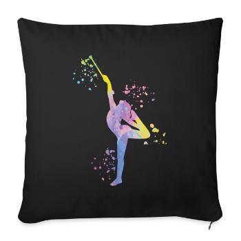 Gymnast with baton rhythmic gymnastics - Sofa pillowcase 17,3'' x 17,3'' (45 x 45 cm) - black - Front