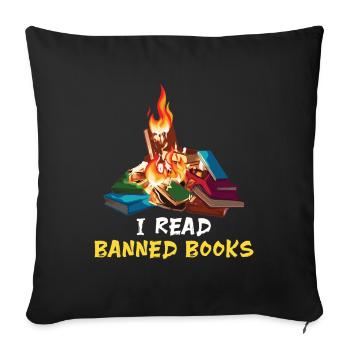 Soutien Interdit Livre Drôle Amoureux du Livre Lire - Housse de coussin décorative 45 x 45 cm - noir - Devant